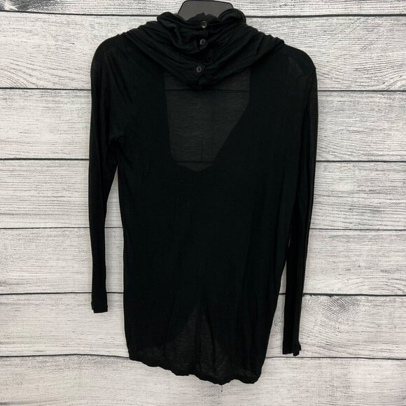 Alice+Olivia Black Drape Cardigan With Buttoned Hood OS - Picture 2 of 4